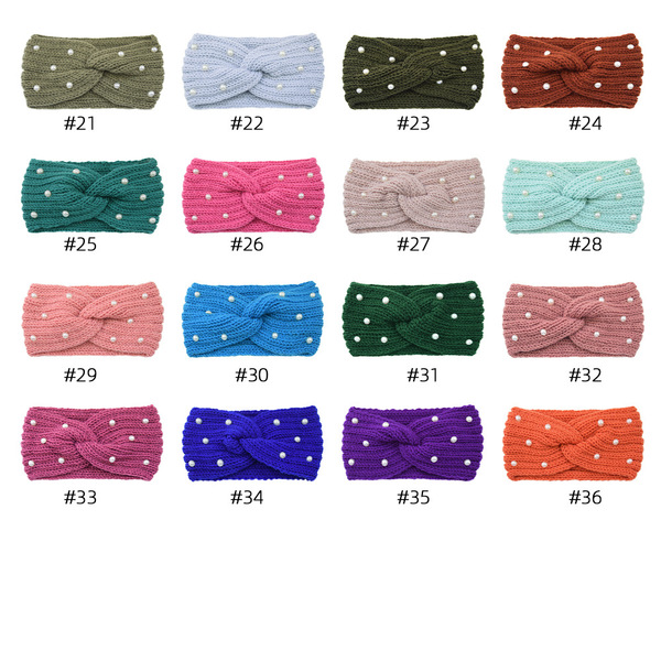 keep warm knitted headband pearl