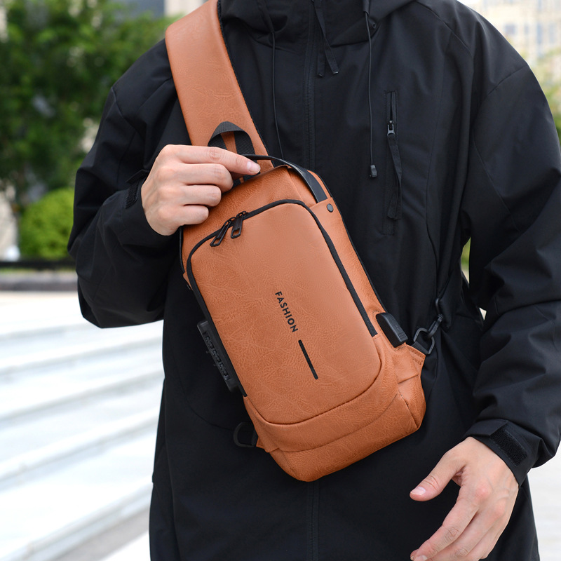 Bolso de pecho simple retro de hombre con cifrado de bloqueo bolso de hombro de moda de alto valor para montar bolso de pecho