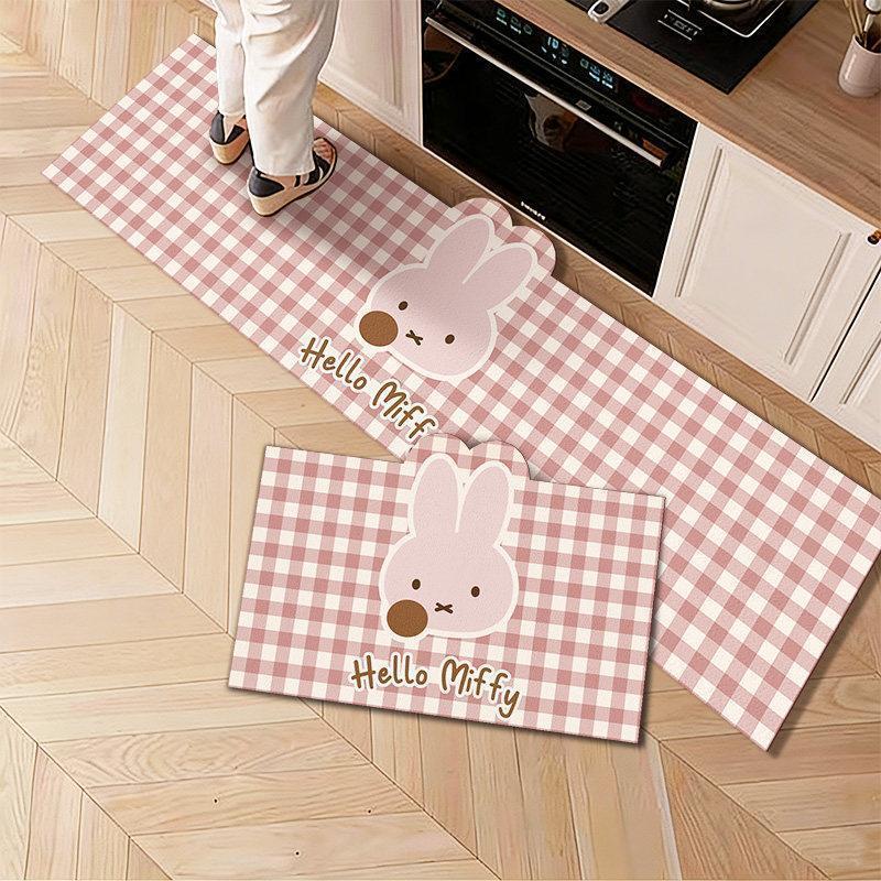 Caricatura Mifei conejo cocina almohadilla de suelo de dos piezas conjunto de almohadilla antideslizante de barro de diatomeas para el hogar absorción de agua rápida y fácil de cuidar almohadilla de pies image 7