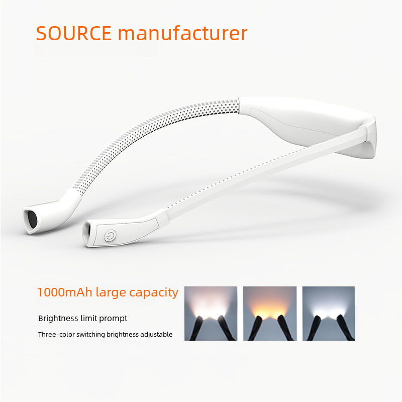 Eye-protection LED reading lamp, portable neck strap light, USB charging student reading lamp, outdoor night running LED light