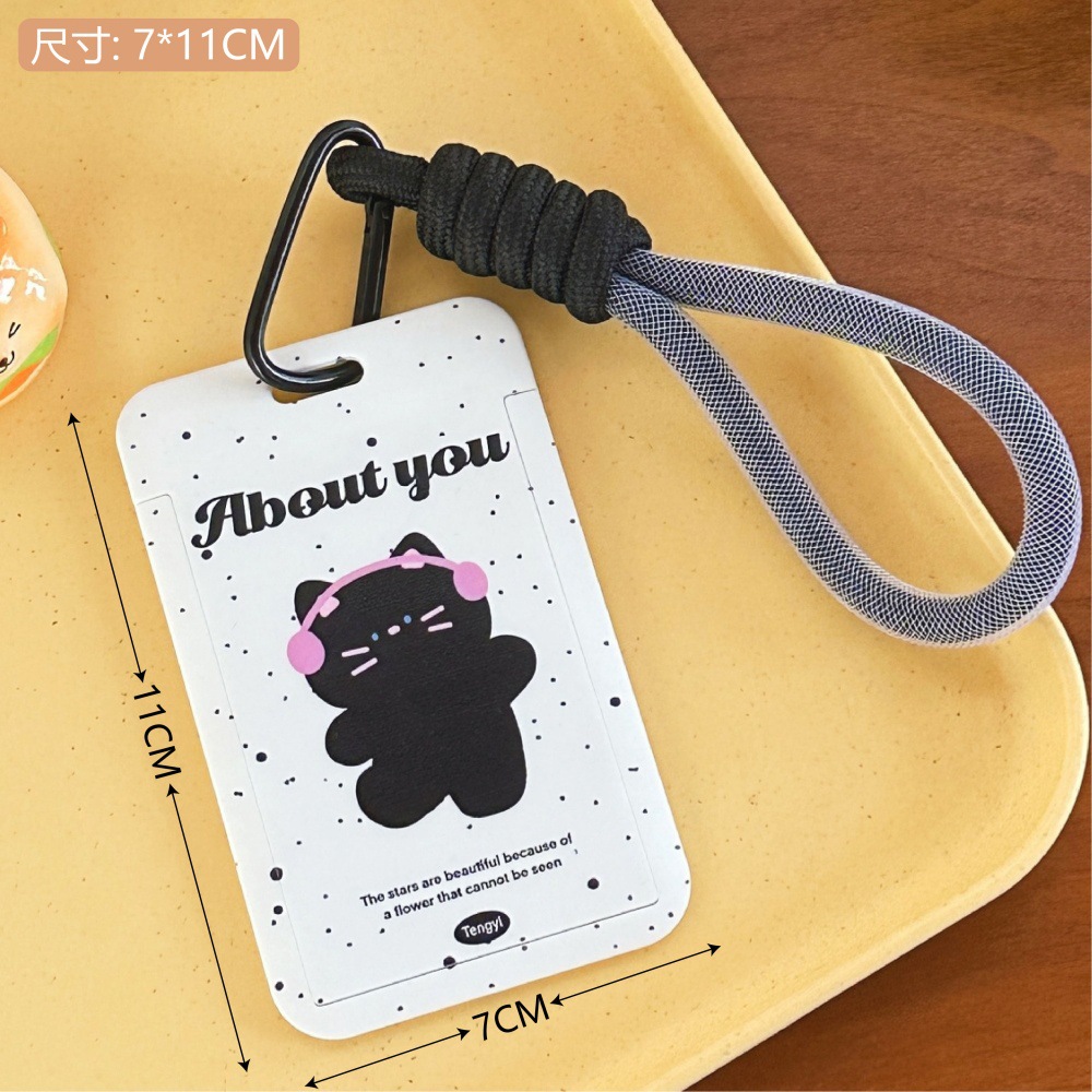 Tengyi original encantador cartón de dibujos animados del campus cubierta de tarjetas con cuerdas de suspensión de la niña cubierta de decoración de tarjetas de comida de autobús cubierta protectora