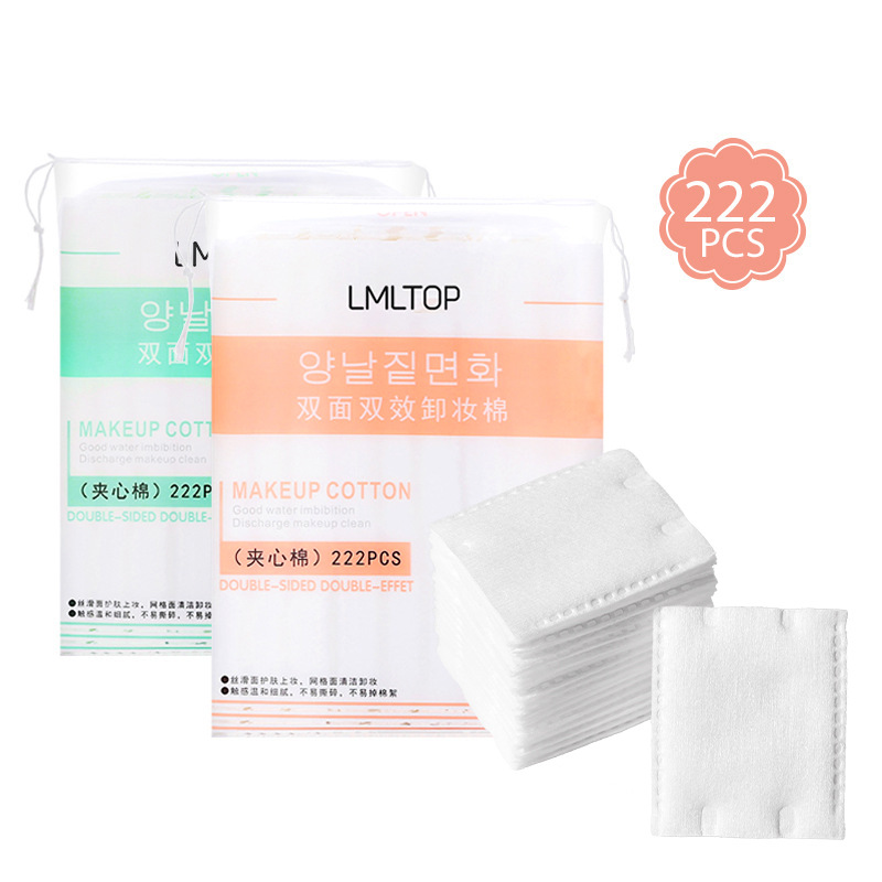 LMLTOP 222 piezas de bolsa elástica de algodón para maquillaje tipo sándwich, desechable, engrosada, para remover maquillaje, colección al por mayor