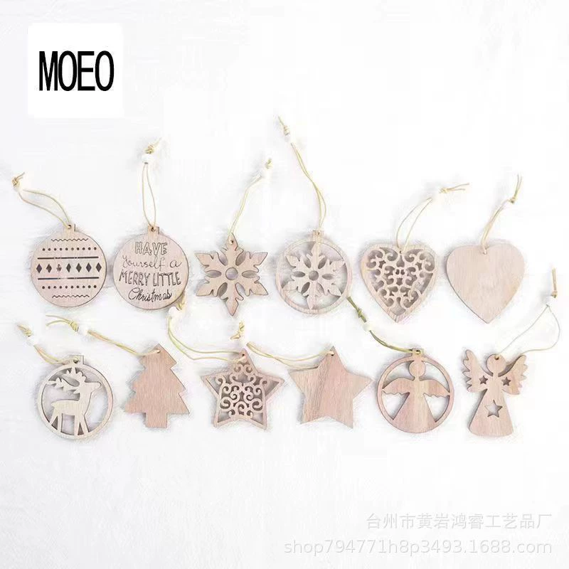 Трансграничные креативные новые деревянные ангельские снежинки, поделки из древесной стружки, украшения для рождественской вечеринки, подвески на елку