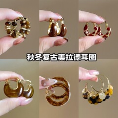 欧美复古美拉德风气质耳环小众轻奢高级感耳钉百搭时尚气质耳饰女