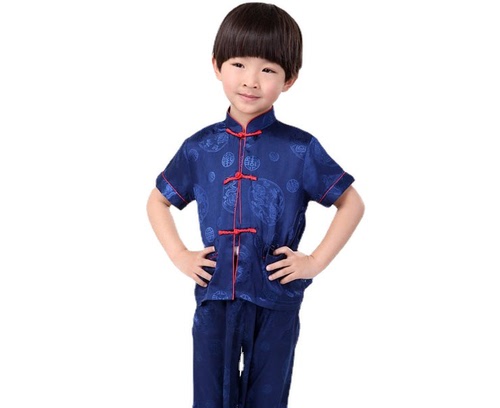 Kids baby Chinese dragon bruce lee Kung Fu clothing wushu performance uniforms boy's summer  Short sleeved trousers tang suit set for boys