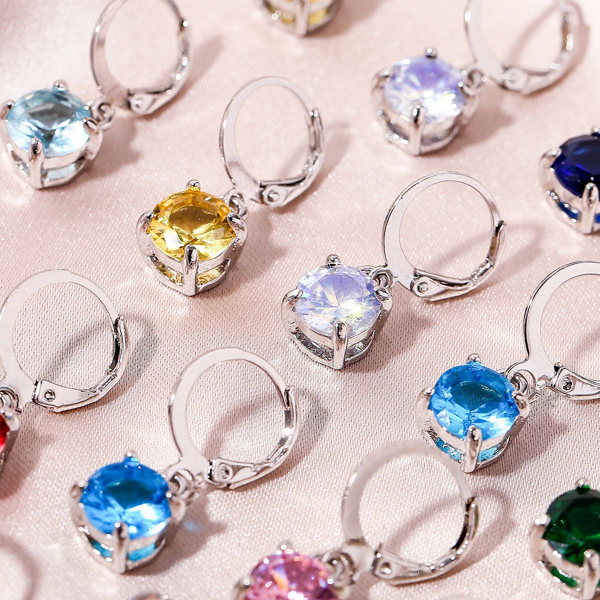 1 Set Fashion Round Metal Inlay Zircon Womenu0027S Earrings