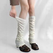 miu系芭蕾风堆堆袜套女春秋纯欲白色小腿袜腿套韩系中筒袜配靴子