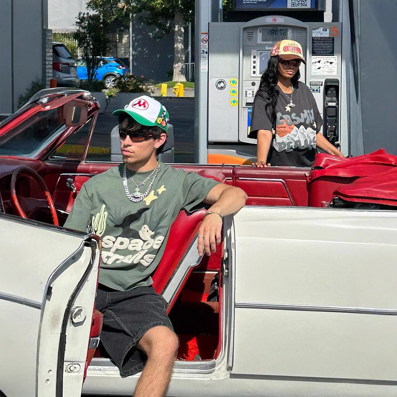 Bpm Embroidered Printed Short-Sleeved T-Shirt Broken Planet Trendy Brand Quality Hip-Hop Rap Street Sweatpants