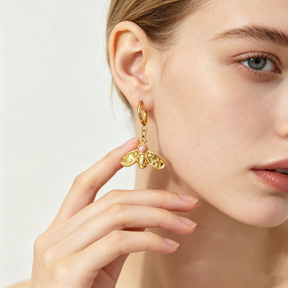 Diseño único retro nicho de alta sensación pendientes de acero inoxidable flores animales pendientes irregulares joyas de lujo ligero