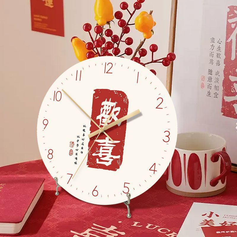 中国风挂钟客厅家用现代简约高颜值静音挂墙钟表玄关装饰桌面时钟