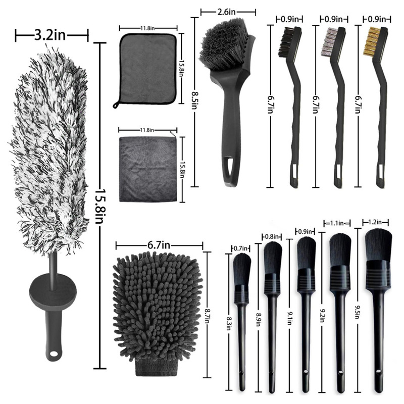 13Pcs Car Cleaning Tools Multifunctional Car Washing Tool Set Car Wash Brush Air Conditioning Brush Wheel Hub Brush Detail Brush
