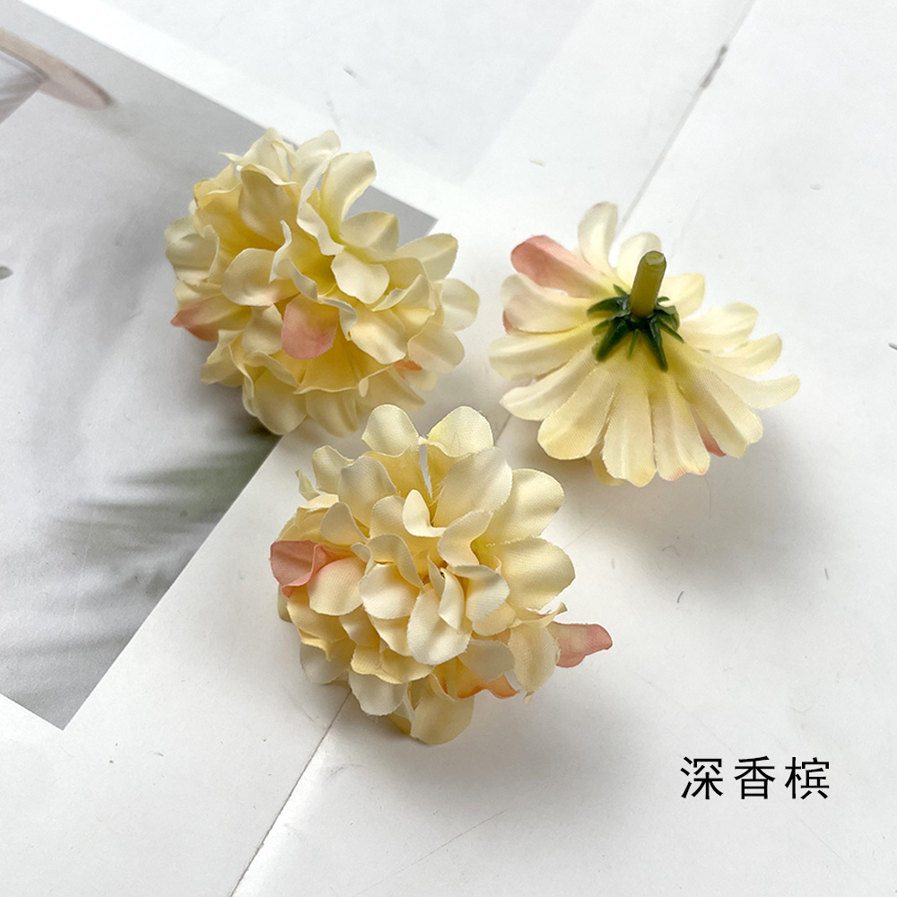Simulación multicapa hortenida crisantemo cabeza DIY hecha a mano tocado material flor artificial decoración de la sala de bodas diseño de fondo de pared