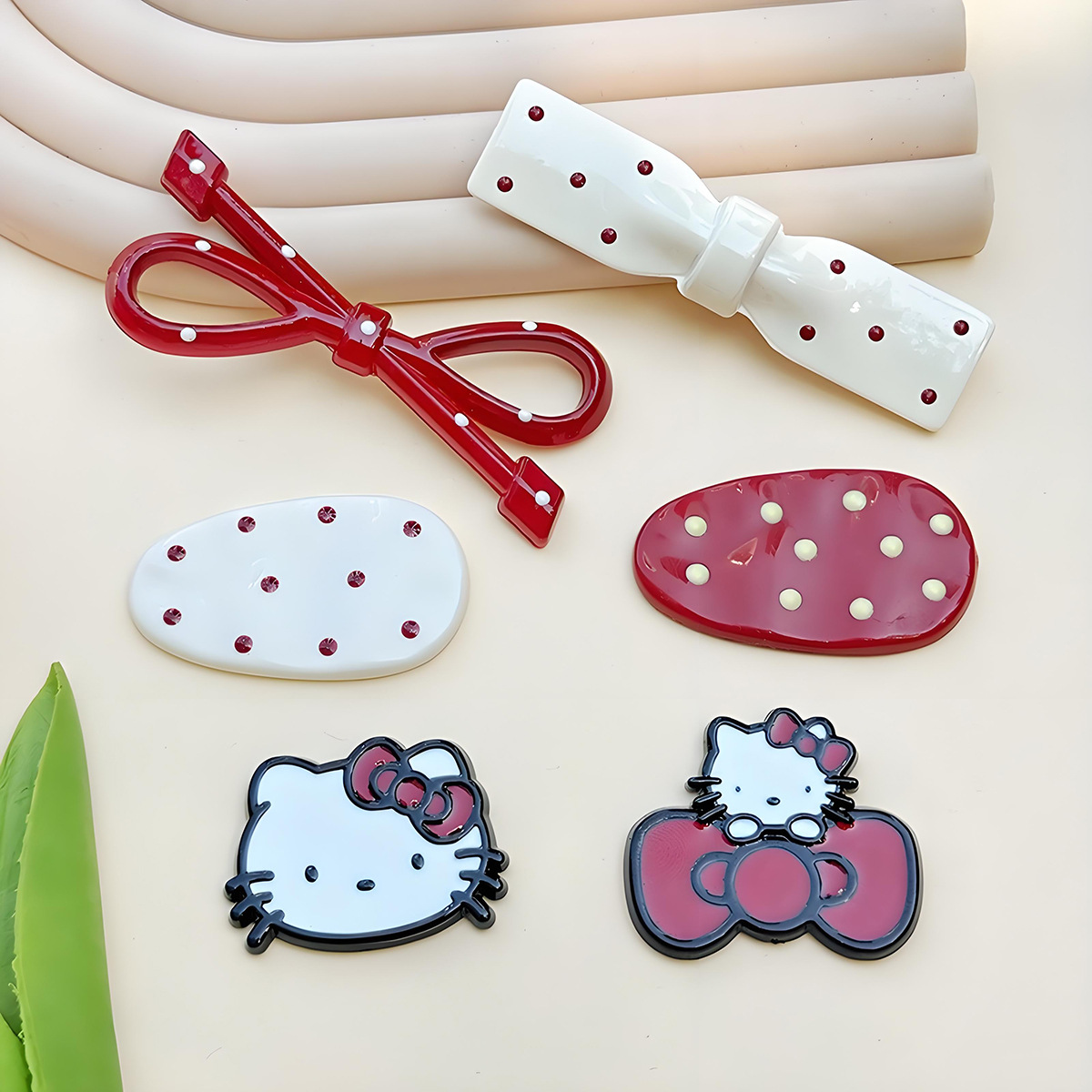 Accessories with bow, cream hairgrip, phone case, bangs handmade, DIY 4