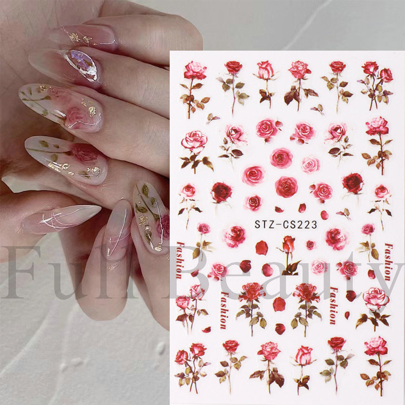 国境を越えた新しいネイルシールins水彩ぼかしレトロなバラのバックシール卸売りnail|undefined