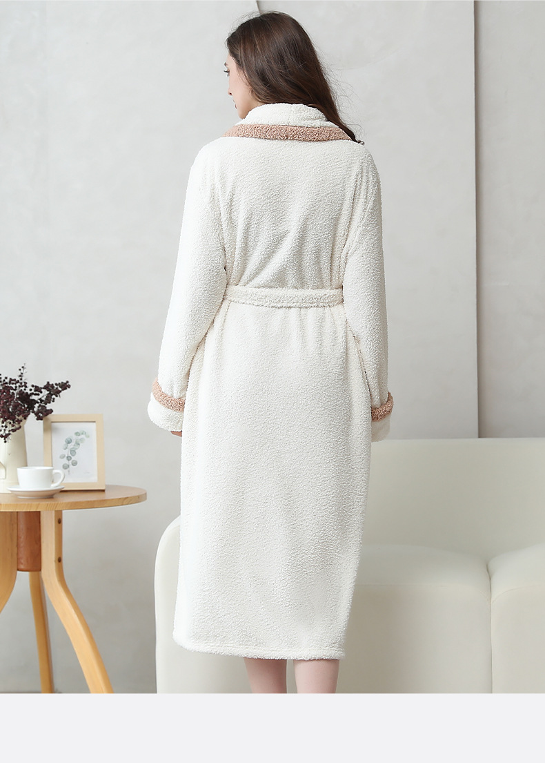 Damen Paare Nachthemd Herbst und Winter neue Pyjamas Damen Revers warme Hauskleidung lange Ärmel können draußen getragen werden Nachthemd Bademantel Großhandel_voghion.com