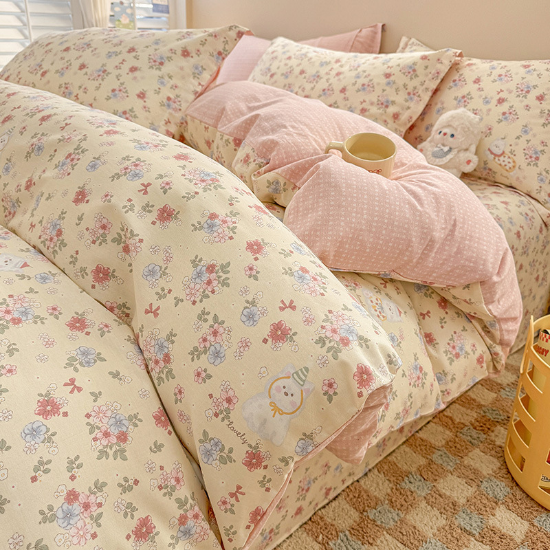 Inswind pequeña flor de algodón cama de cuatro piezas set de algodón puro 2025 nuevo dormitorio sábanas de cama sábanas