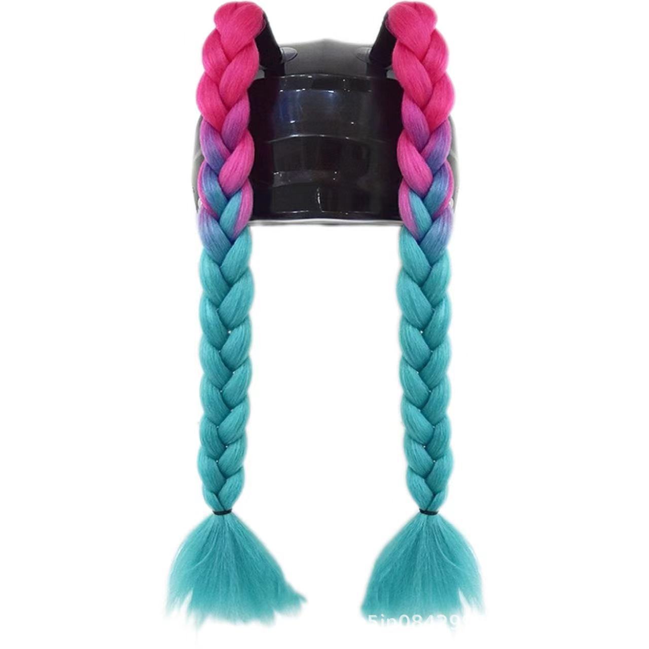 Helmet Decorations – Motuoche Auto Parts and Accessories - rose-red-and-green-ponytail-braids-1-pair