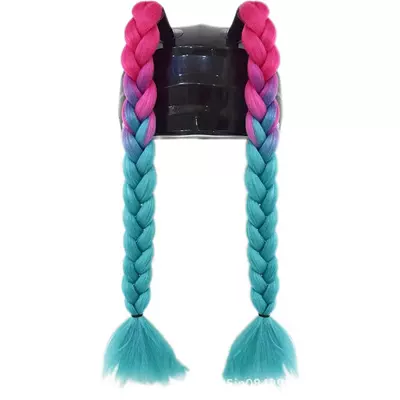 for Motorcycle Helmets, Featuring – Motosiklet dəbilqələri - 1-pair-of-rose-red-and-green-ponytails