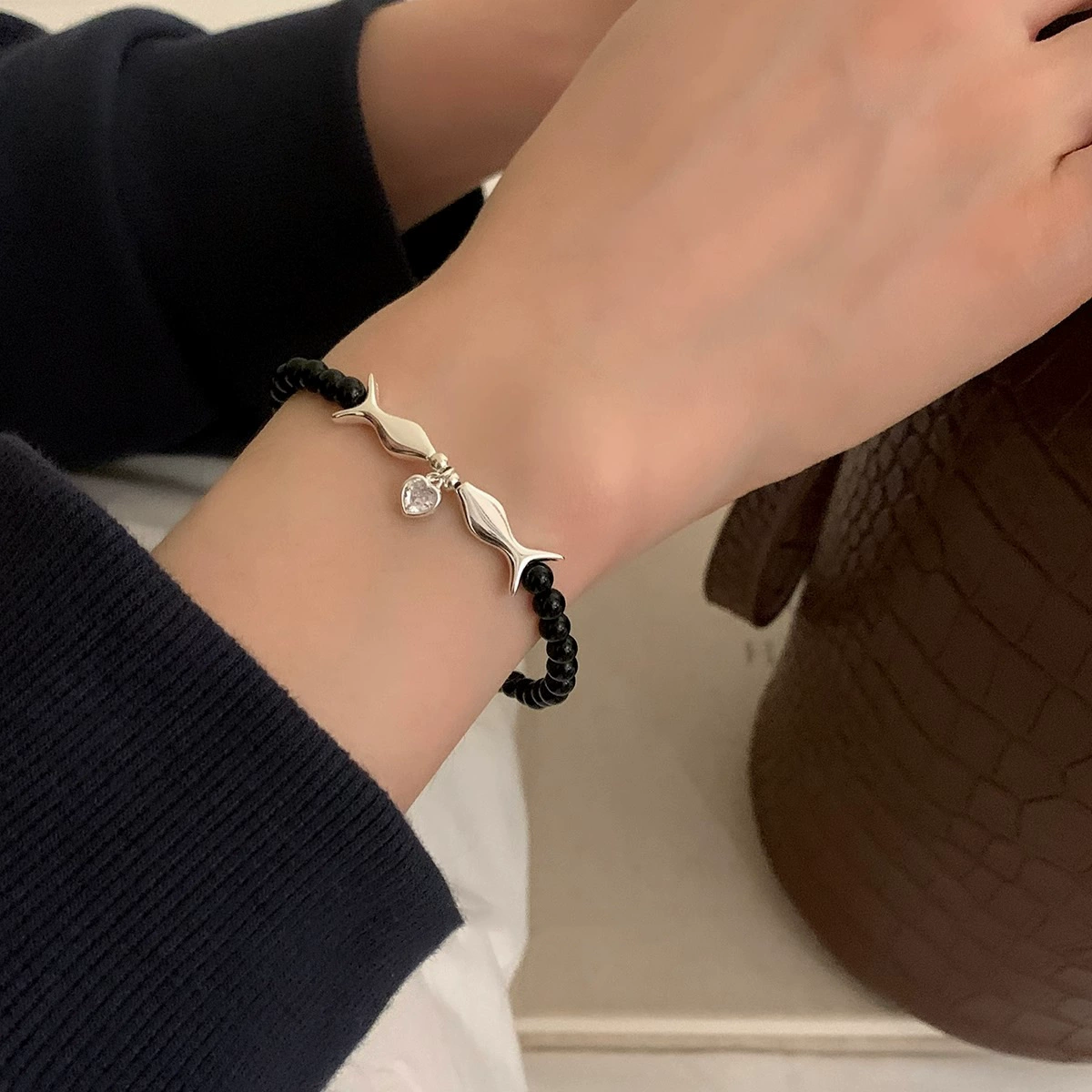 Silver 925 Pearl Bracelet, Minimal Beaded Design, Adjustable 12 cm