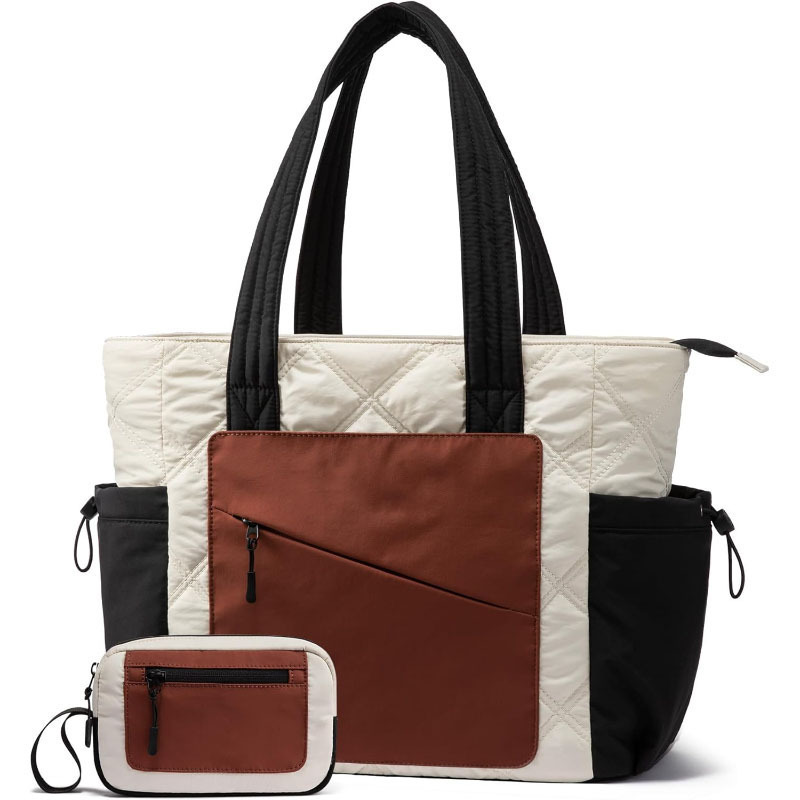 Hot-Selling Tote Bag Puffer Bag Two-Piece Set Portable Fluffy Shoulder Handbag Travel Shopping Beach Fitness