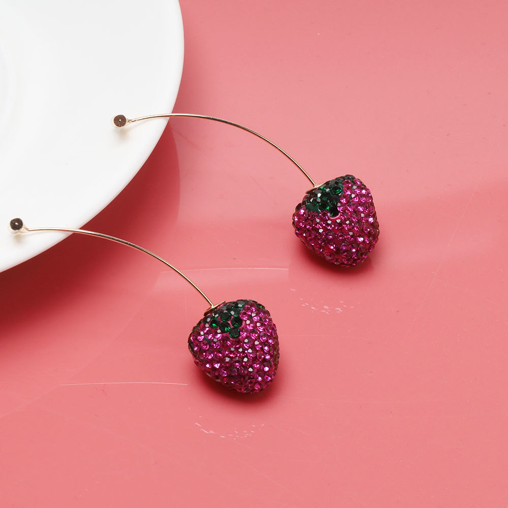 12g Weight Alloy Ear Needle Material Ear Studs Classification 1 Pair Quantity Holiday, Tea Party Occasion Zinc alloy Material Strawberry Pattern All Seasons Season Women's Gender Plating Design Sweet, Simple Style Style 1 Pair Sweet Simple Style Strawberry Plating Zinc Alloy Ear Studs 17