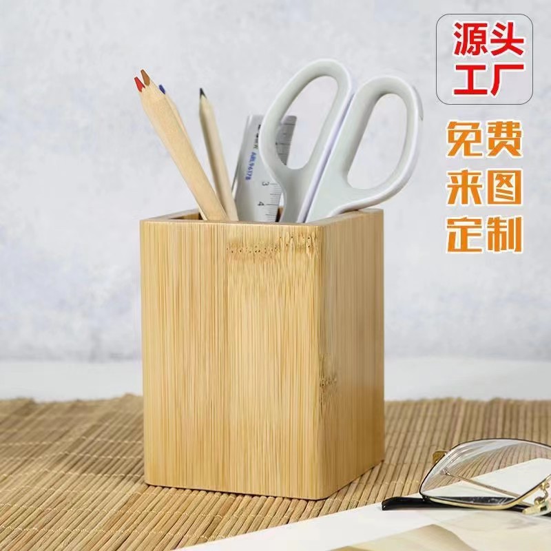 Madera maciza pluma creativa haya nogal bambú madera oficina escritorio decoración letras impreso logotipo de madera simple titular de la pluma