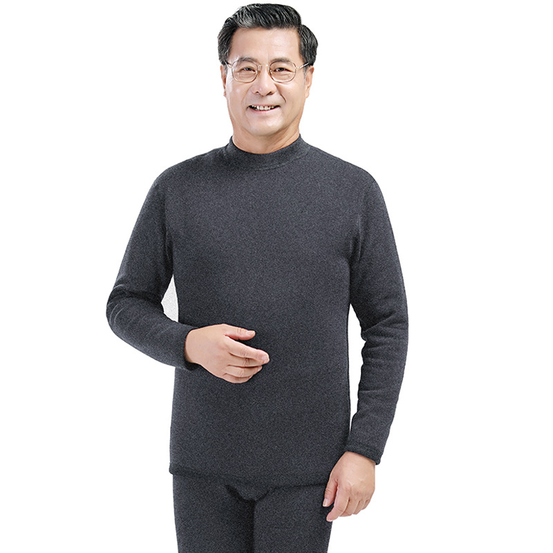 Ropa interior térmica de mediana edad y edad avanzada gruesa a prueba de invierno forrada de lana engrosada de la madre más tamaño ropa de otoño traje de pantalones largos