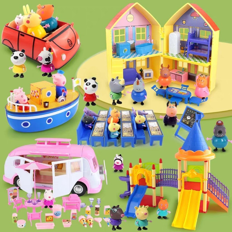 ピギー子供用ペッパピッグおもちゃままごとハウスセットキャラクターカー遊び場フルセット男の子と女の子のためのドロップシッピング|undefined