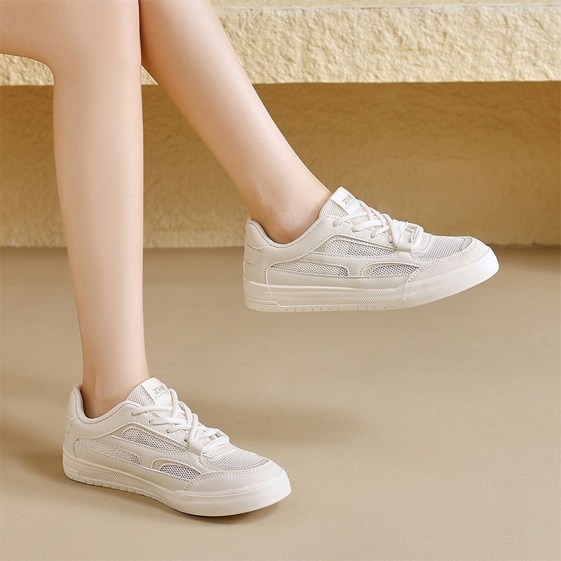 Giày sneaker nữ mặt lưới thoáng khí đế bằng siêu mềm — KS118E màu be