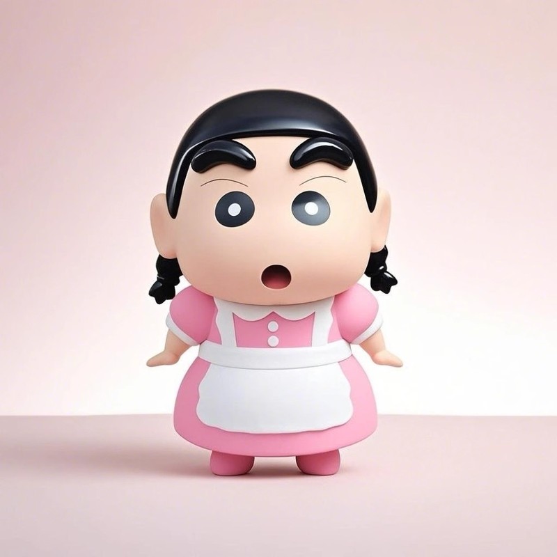 クレヨンしんちゃんフィギュアスーツピンクメイドリトルトレンディなアニメモデル人形デスクトップ車の装飾品誕生日|undefined