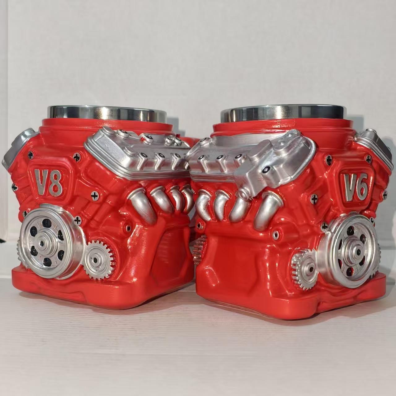 Explosiones transfronterizas V8 V6 motor de resina taza regalos de negocios de Navidad del día de San Valentín 16 * 15 * 14CM
