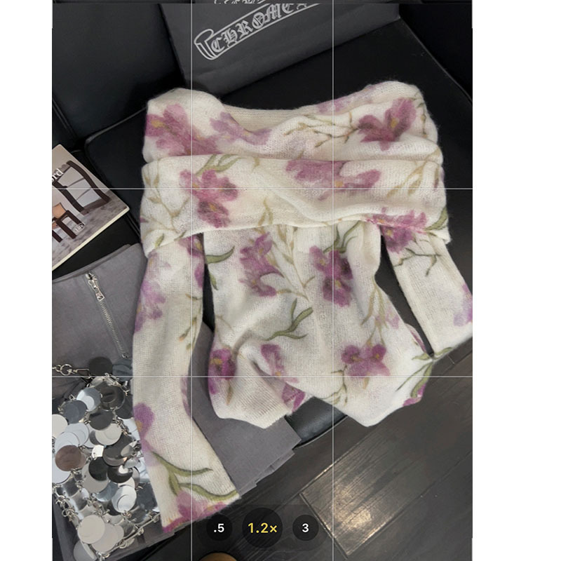 Women's French Style Elegant Sweet and Spicy Spring New Style Soft Waxy Shoulder-exposed All-match Base Top