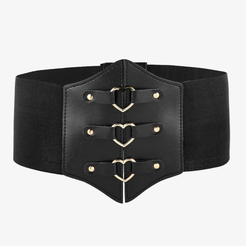 European and American ladies body decoration restraint girdle crocodile pattern PU leather heart buckle head body chain decoration belt