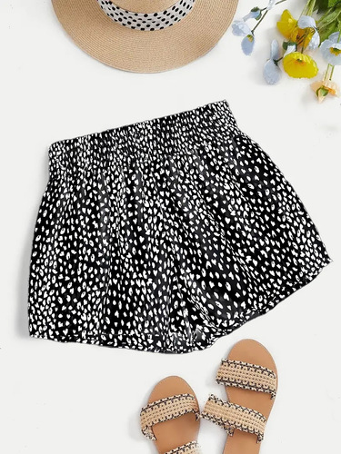 Elegant Summer Women's Fashion Personal Style High-Waisted Slimming Three-Quarter Length Full-Body Printed Shorts Show Long Legs High Elastic