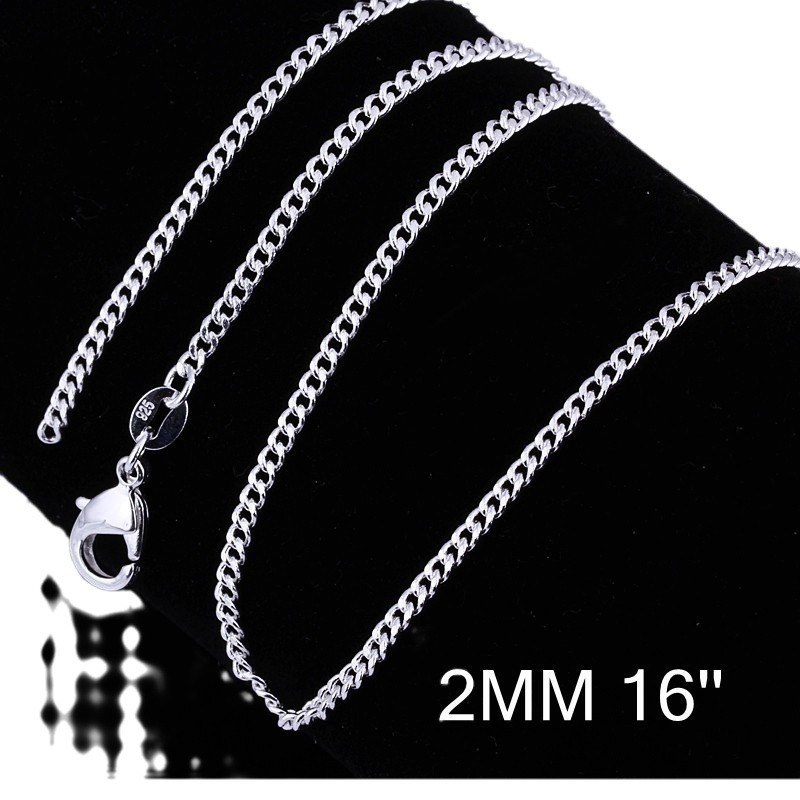 Accessori 2MM lato argento placcato gioielli ciondolo collana catena singola moda_voghion.com