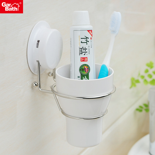 No punching plastic toothbrush holder, nail-free bathroom toilet stainless steel toothbrush holder with mouthwash cup set 260048
