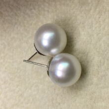 海水澳白方形耳钉s925纯银天然海水珍珠无染色日常通勤精致饰品