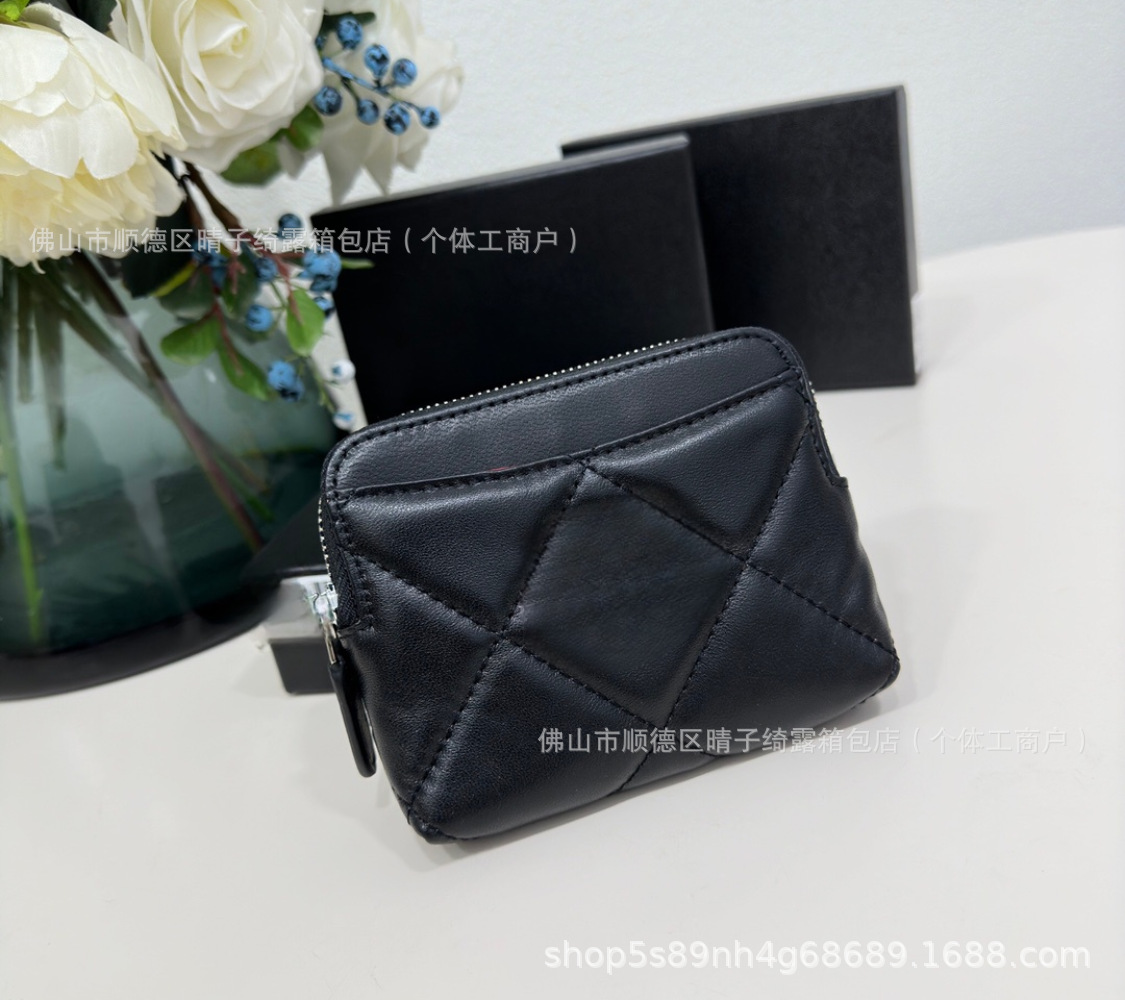 本革ショートカードバッグ女性小香風2024新超薄型カードケース名刺入れ本革ミニ小銭入れ