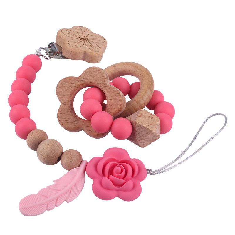 Nuevo bebé suministros calmante haya juguetes animales Cadena de chupete de silicona corona de cinco puntas estrella mordedor traje