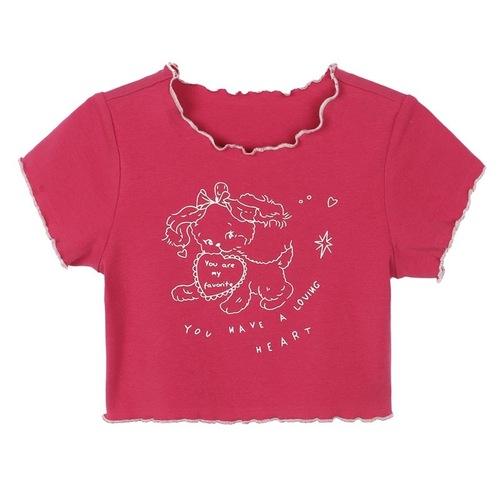 Children's Summer T-shirt 2025, Cute Girls' Short Sleeve T-shirt with Mushroom Edge, Fashionable Printed T-shirt for Kids