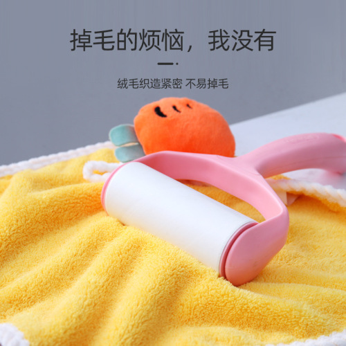 Hand Towel Cute Cartoon Hanging Towel Kitchen Bathroom Water Absorbent Soft Thickened Coral Velvet Hand Towel
