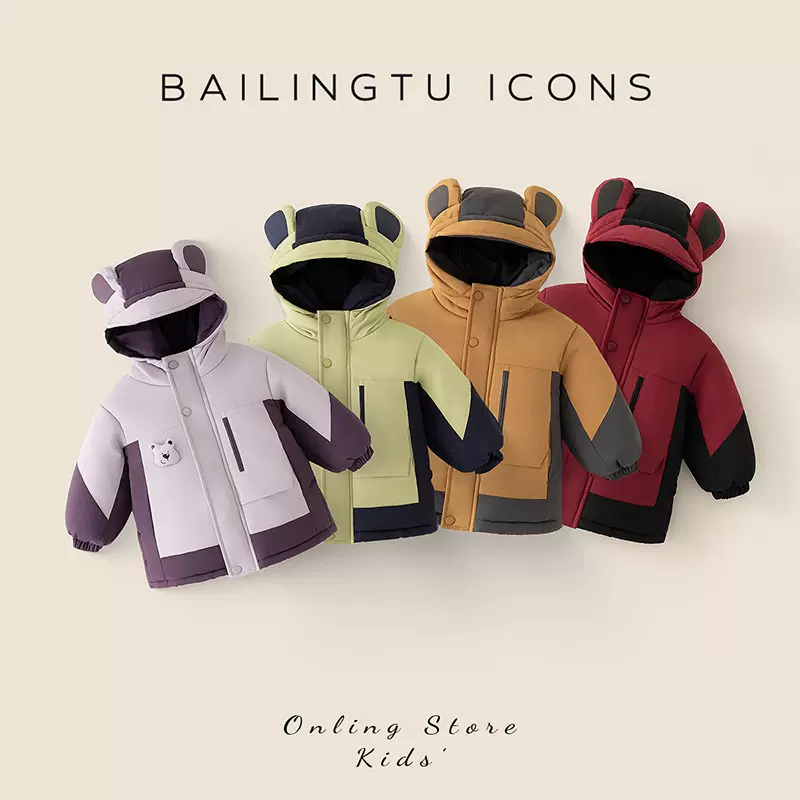 2025新品加绒加厚儿童冲锋衣外套洋气宝宝卡通棉袄防寒保暖外套
