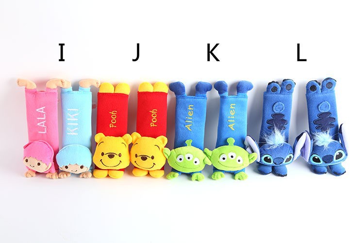 Japanese-Style Shin-Chan and Stitch Car Seatbelt Shoulder Pads for Children, Plush Seatbelt Shoulder Protectors for Car Interiors