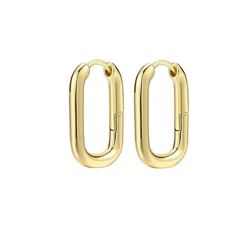 Pendientes de oro y plata de textura geométrica de las mujeres de 18K De La Venta caliente transfronteriza de cobre pendientes de luz gruesos grandes de moda de personalidad europea y americana