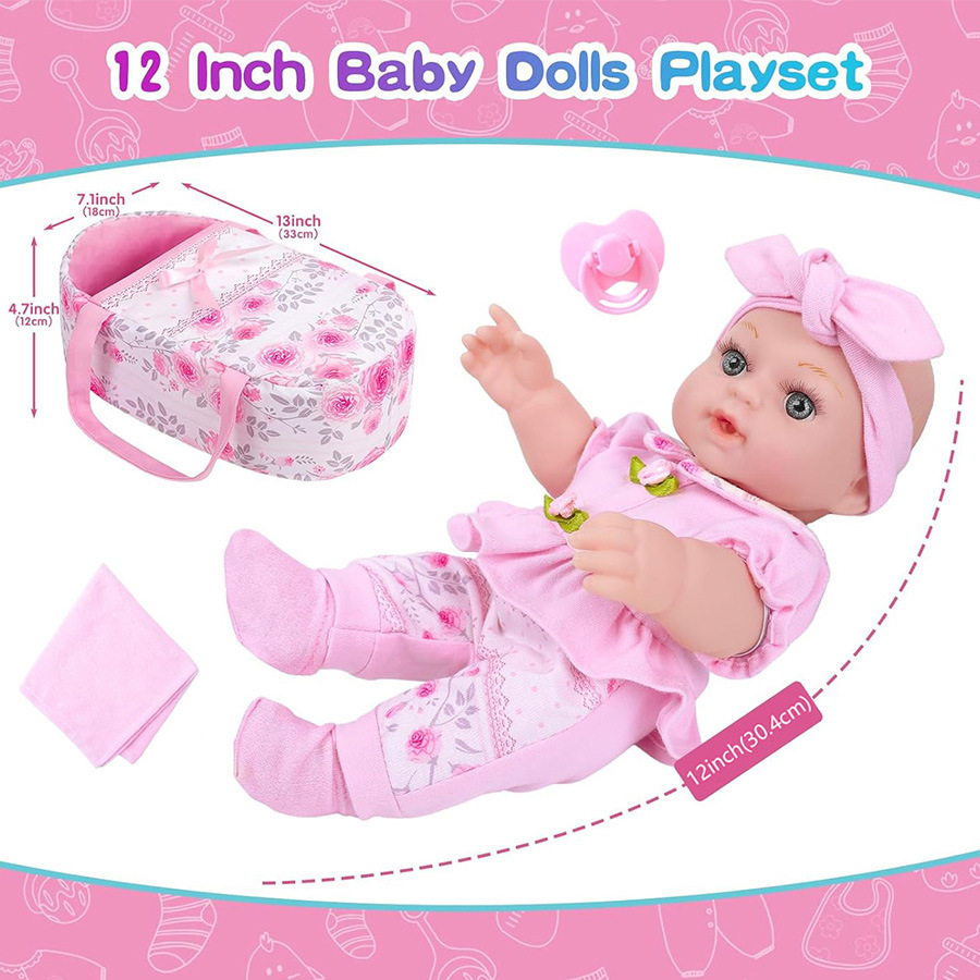 Transfronterizos calientes de 12 pulgadas muñecas de muñecas de muñecas de muñecas de simulación de bebés combinación 30CM muñecas renacidas al por mayor
