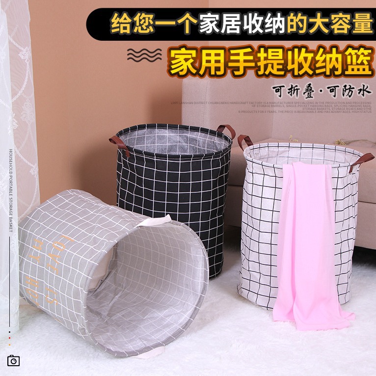 Posta gratuita casera gran cartón plegable tela algodón y lino juguetes caseros almacenamiento barril