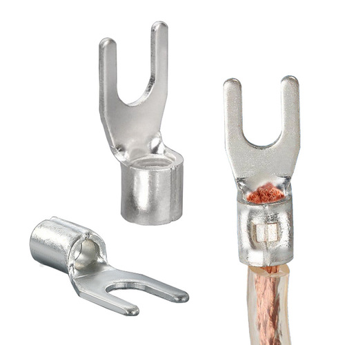 Brass UT cold-pressed fork-shaped copper terminal U-shaped copper nose silver-plated Y plug-in copper wire lug secondary terminal