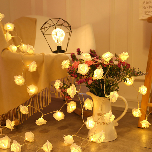 New LED simulated rose lantern string fairy lights Valentine's Day wedding celebration romantic proposal declaration decoration lights