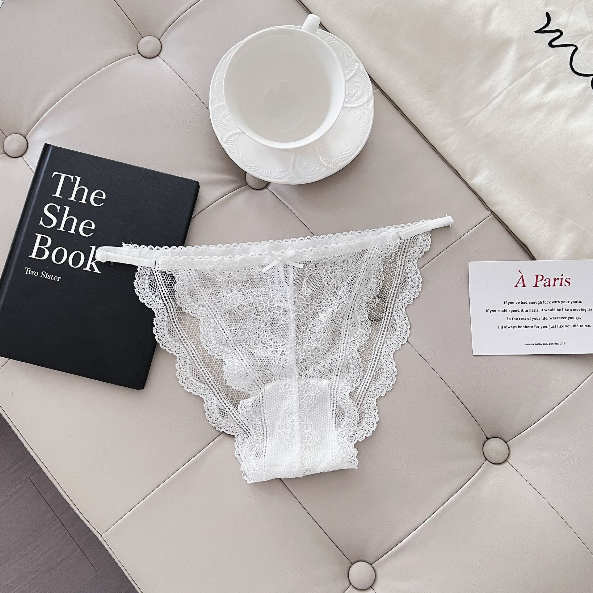 Sexy sexy ropa interior de las mujeres tentación ajustable caliente cintura baja Tanga llena encaje media vaina