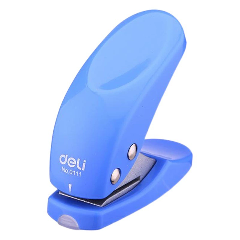 Дырокол Deli 0111, одноканальный, мини, ручной, для круглых отверстий, для бумаги формата А4, для документов